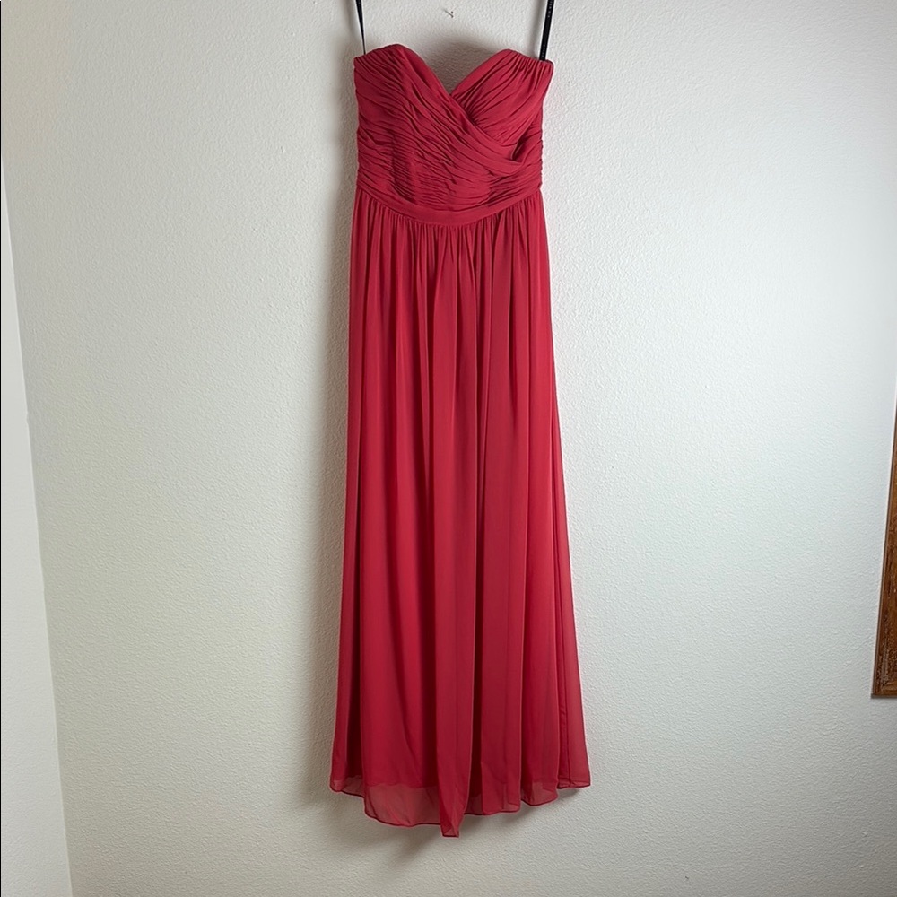 After Six Ruched Red Strapless Gown for Weddings